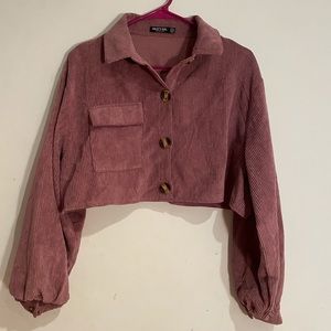 Light weight mauve corduroy cropped shacket